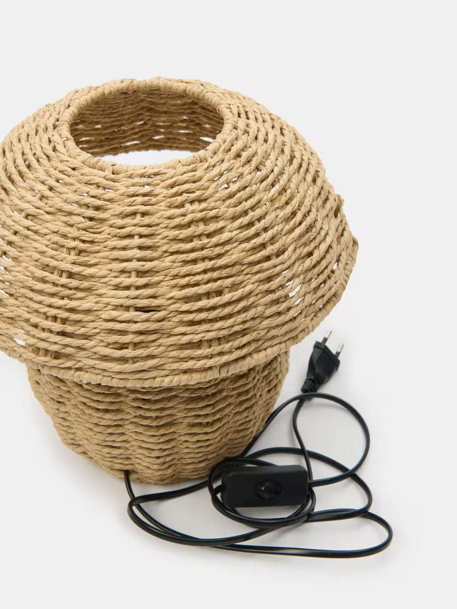 Tischlampe Pilzform – Boho LED Leuchte für Babyzimmer, Herbst Design in Braun
