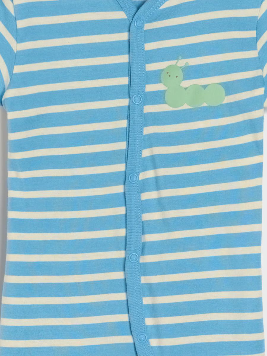 2er-Pack Baby-Strampler aus Baumwolle – Beige & Weiß, Druckknöpfe, Kurzarm