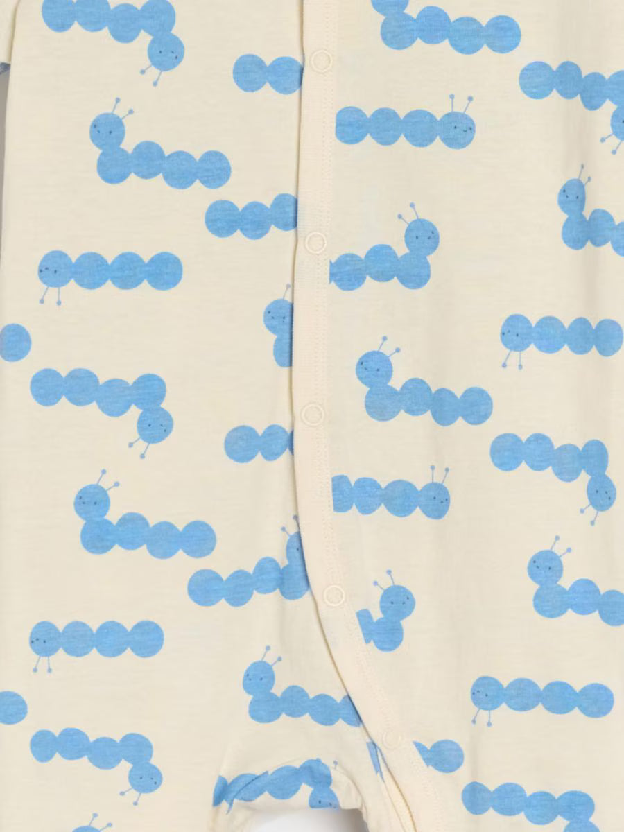2er-Pack Baby-Strampler aus Baumwolle – Beige & Weiß, Druckknöpfe, Kurzarm