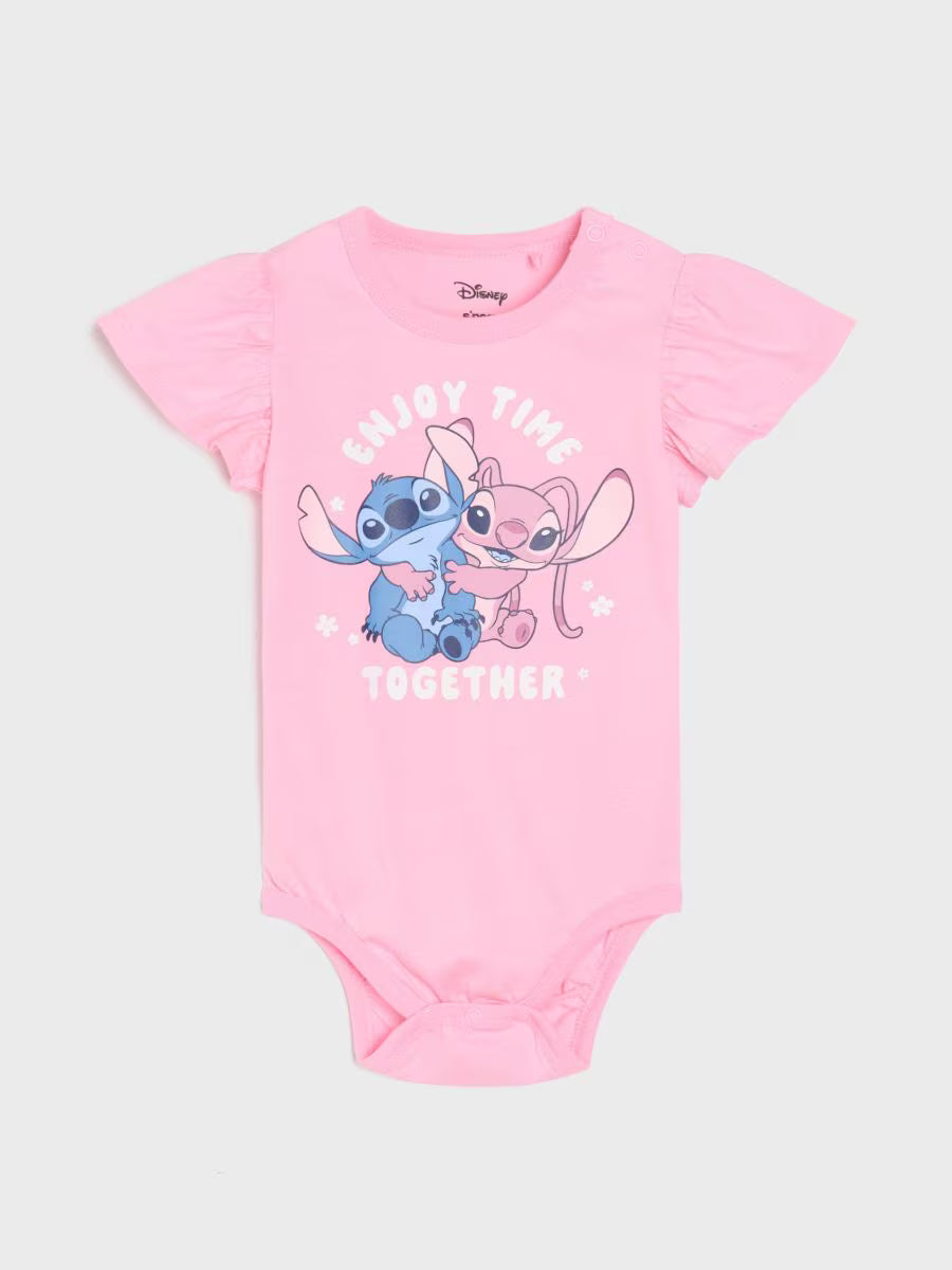 2er-Pack Baby-Bodys mit Stitch-Motiv – 100 % Baumwolle, Kurzarm, Druckknöpfe