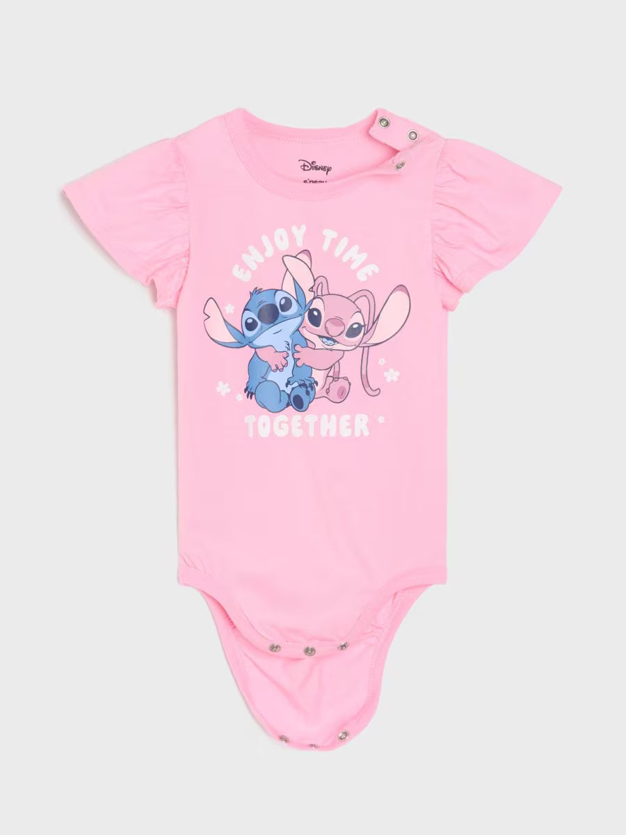 2er-Pack Baby-Bodys mit Stitch-Motiv – 100 % Baumwolle, Kurzarm, Druckknöpfe