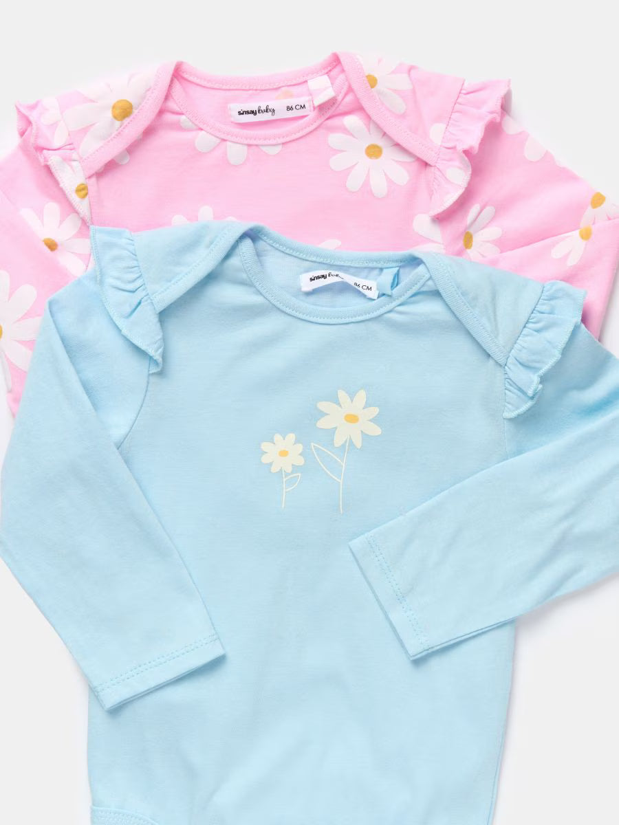 2er-Pack Baby-Bodys im Pastell-Look – 100 % Baumwolle, Kurzarm, Druckknöpfe