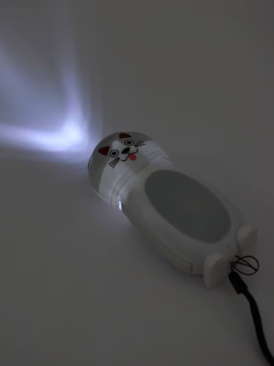 Dynamo-Taschenlampe Katzen-Motiv – LED-Lampe für Kinderzimmer ohne Batterien