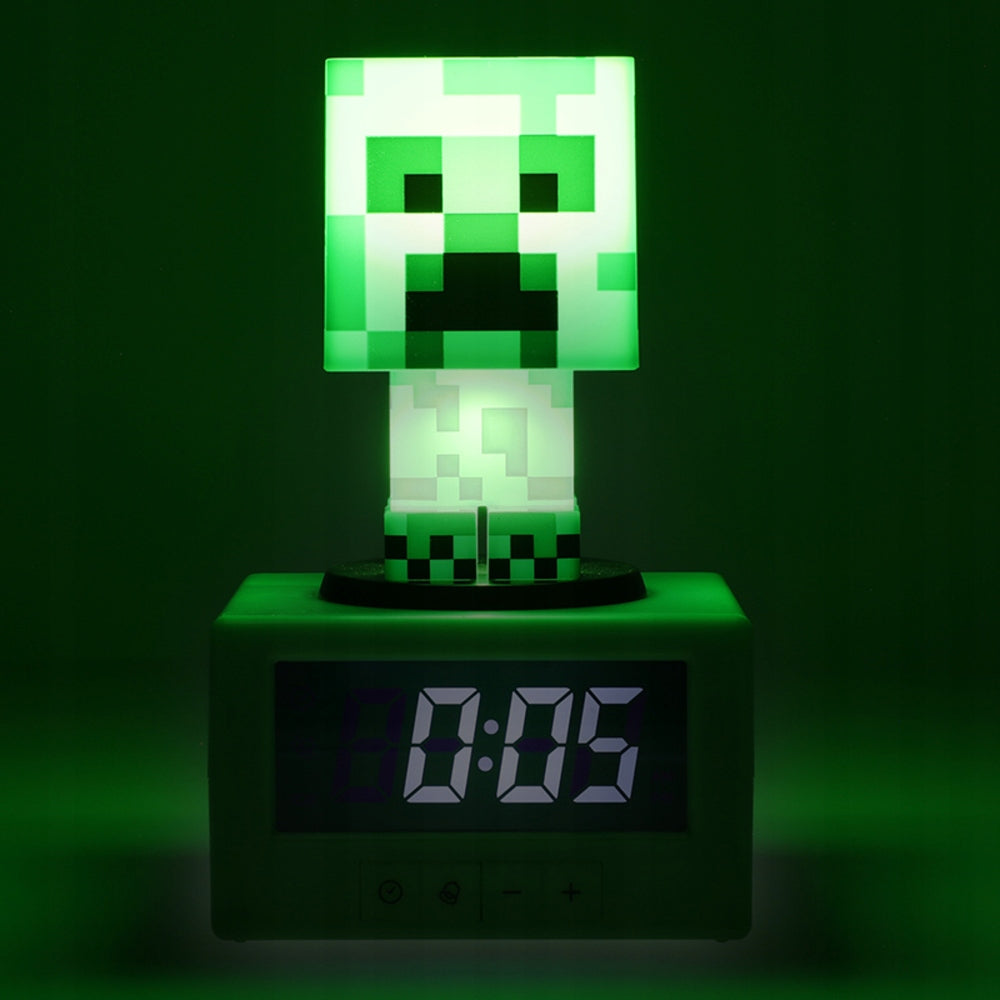 Minecraft Creeper Wecker & Nachtlicht – ICONS Alarmuhr für Kinder – Offizielles Lizenzprodukt