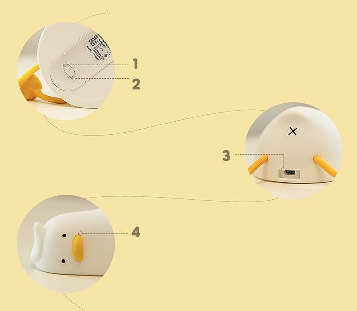Lustige Nachtlampe Ente LED – Silikon Kinderlampe mit Timer & Touch-Steuerung