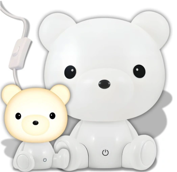Nachtlicht Bär Kinderlampe – LED Tischlampe Steckdose Weiß 3D Dekoration