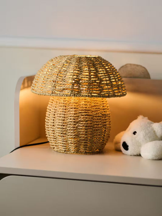 Tischlampe Pilzform – Boho LED Leuchte für Babyzimmer, Herbst Design in Braun