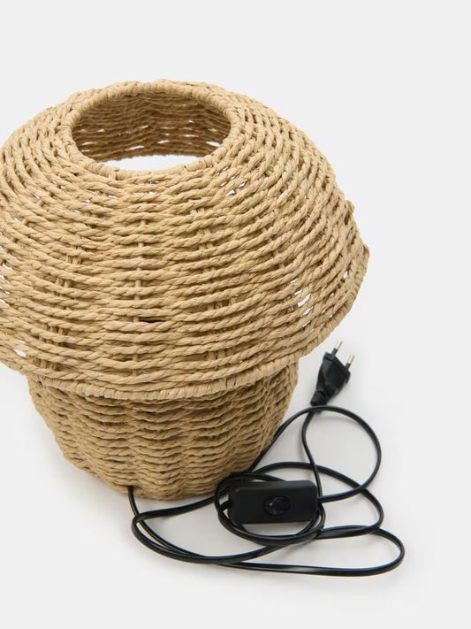 Tischlampe Pilzform – Boho LED Leuchte für Babyzimmer, Herbst Design in Braun