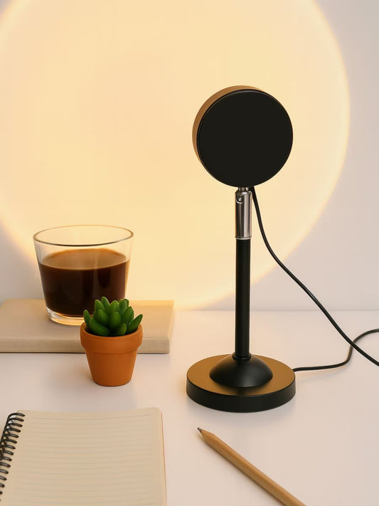 Projektionslampe LED Schwarz – Runde Stimmungsleuchte für Wohnzimmer & Schlafzimmer