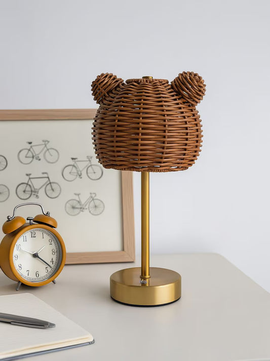 LED Stehlampe Bär – Kinderzimmer Lampe in Braun & Gold mit dimmbarer Helligkeit