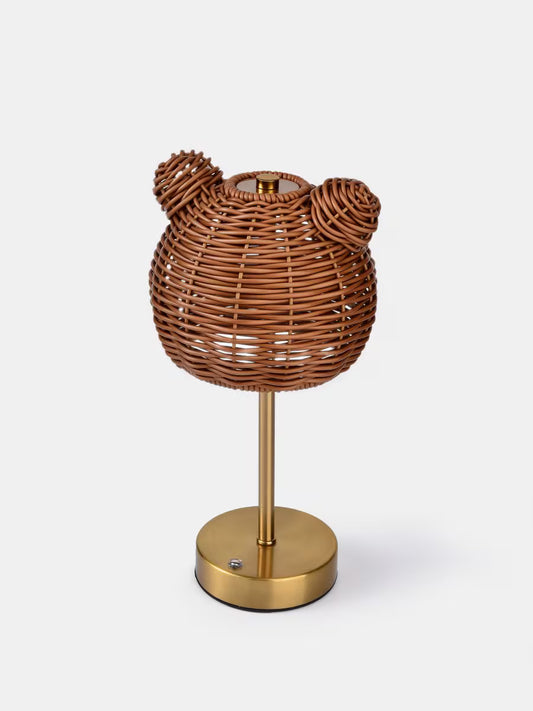 LED Stehlampe Bär – Kinderzimmer Lampe in Braun & Gold mit dimmbarer Helligkeit