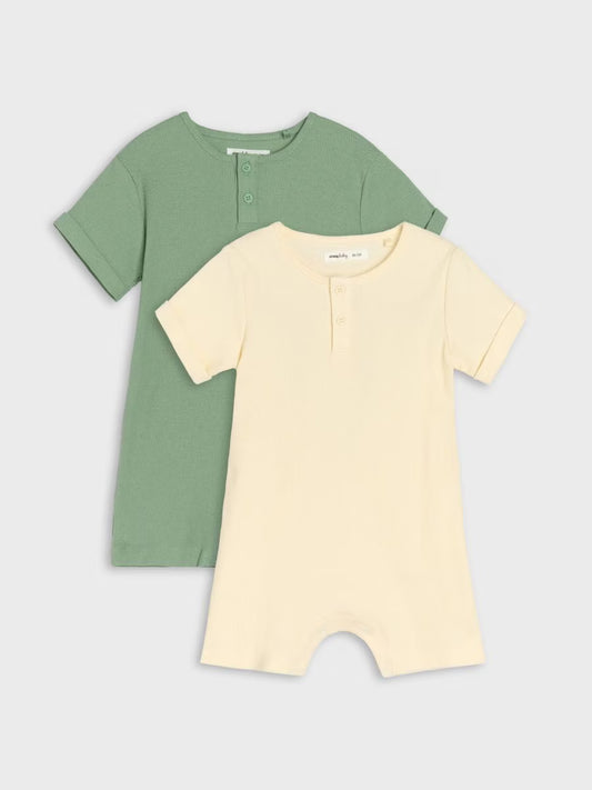 2er-Pack Baby-Strampler – Cremefarben, 100 % Baumwolle, Unisex