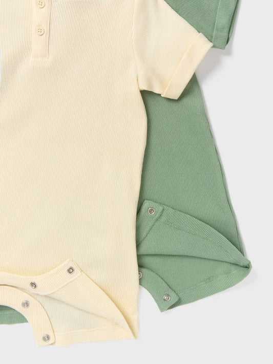 2er-Pack Baby-Strampler – Cremefarben, 100 % Baumwolle, Unisex