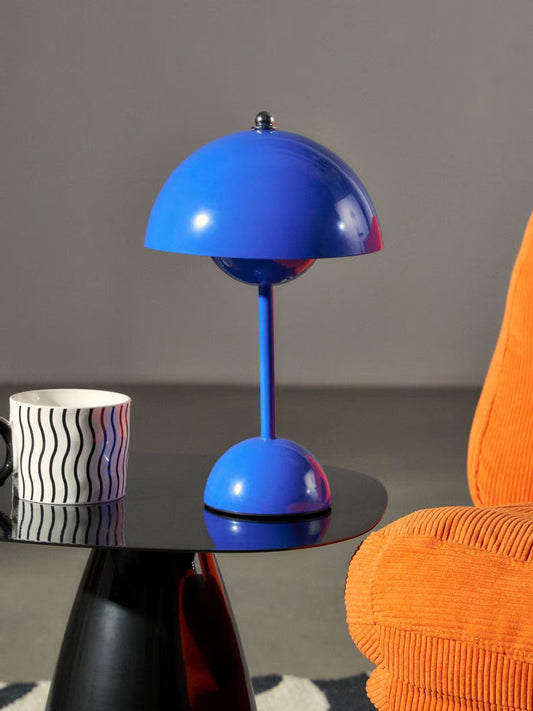 Retro Tischlampe mit USB-C – Dimmbare LED-Leuchte in Dunkelblau für Wohnzimmer & Schlafzimmer