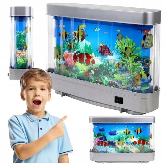 Nachtlampe Kinder Aquarium LED – Künstliches Aquarium mit farbigem Licht & schwimmenden Fischen  Produktbeschreibung