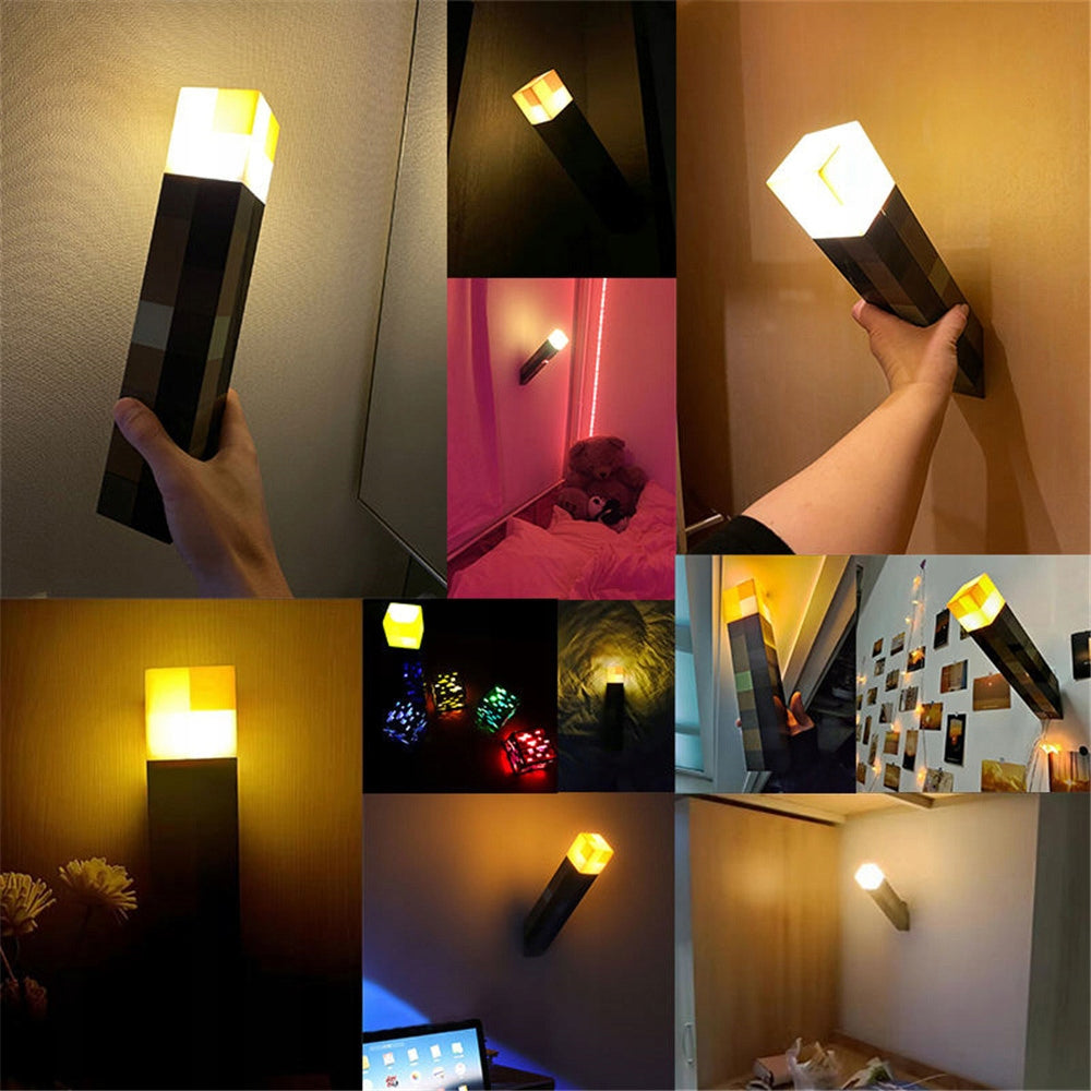 Minecraft Nachtlampe Torch – LED Lampe, 28 cm, mehrfarbig, USB wiederaufladbar