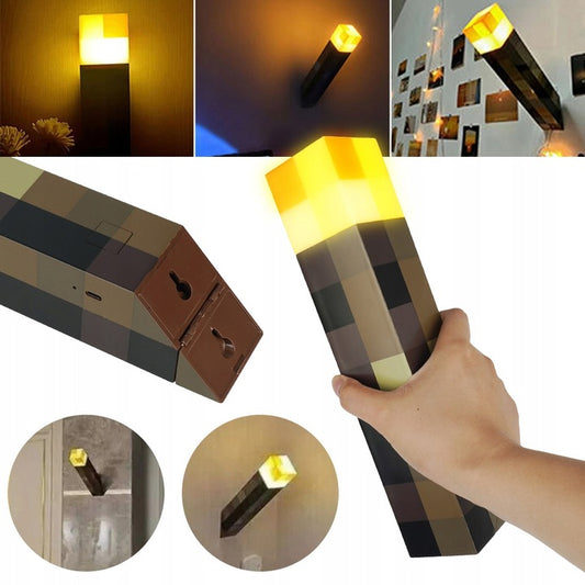 Minecraft Nachtlampe Torch – LED Lampe, 28 cm, mehrfarbig, USB wiederaufladbar