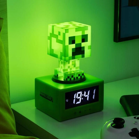 Minecraft Creeper Wecker & Nachtlicht – ICONS Alarmuhr für Kinder – Offizielles Lizenzprodukt