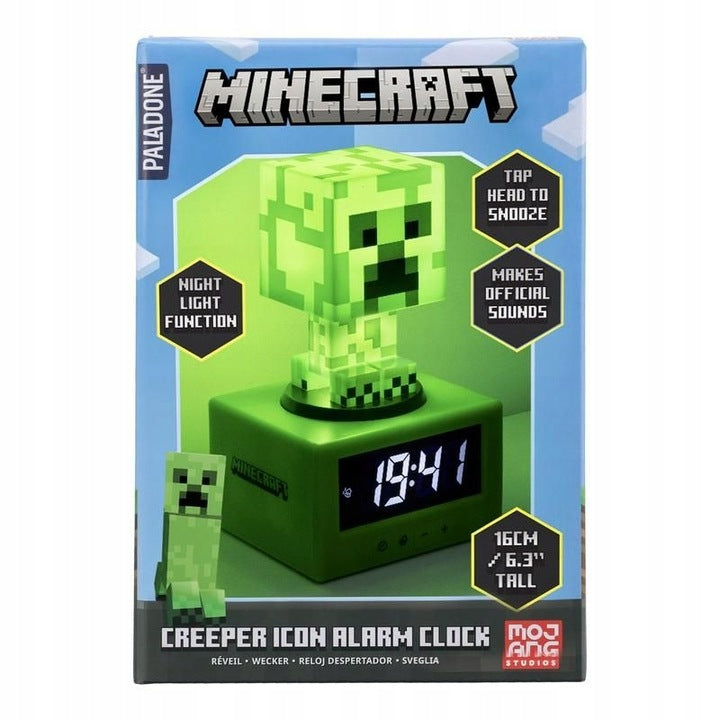 Minecraft Creeper Wecker & Nachtlicht – ICONS Alarmuhr für Kinder – Offizielles Lizenzprodukt