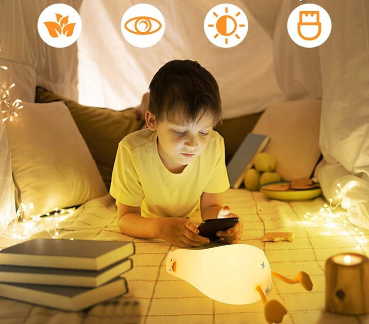 Lustige Nachtlampe Ente LED – Silikon Kinderlampe mit Timer & Touch-Steuerung