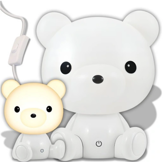 Nachtlicht Bär Kinderlampe – LED Tischlampe Steckdose Weiß 3D Dekoration